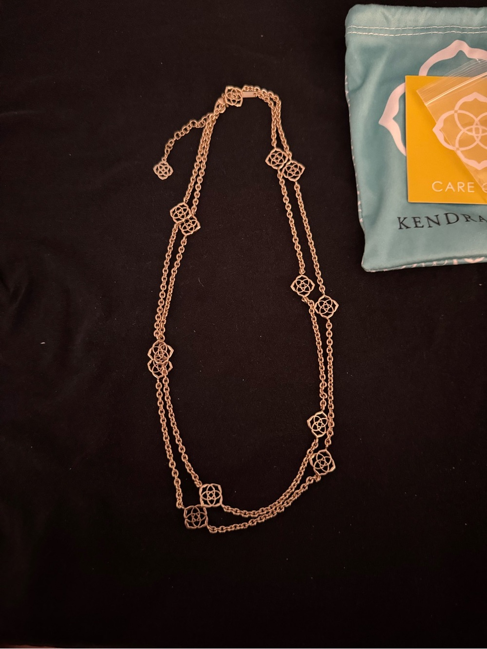 Kendra Scott Rose Gold Double Strand Filigree Station Necklace